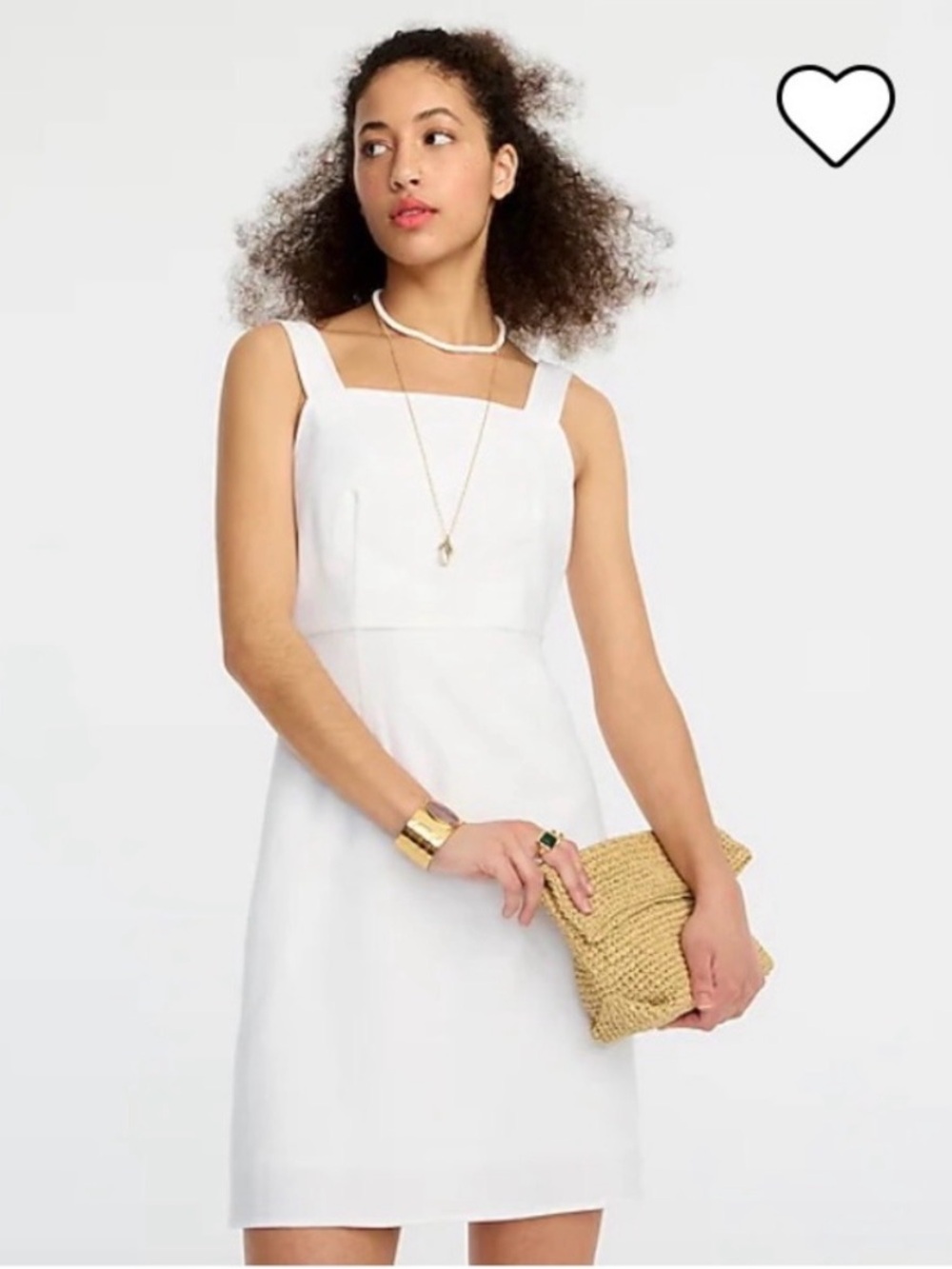 Jcrew White Square-Neck A line linen blend dress - White